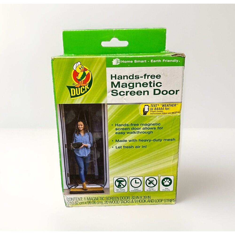 Hands Free Heavy Duty Mesh Magnetic Screen Door 83in x 39in Duck Brand Mosquitoe